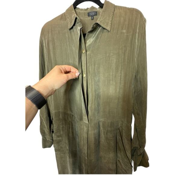 Revolve Sen 100% Silk Gunther Jumpsuit in Army Green Medium - Picture 4 of 10